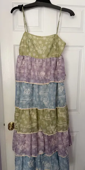 English Factory Floral Print Maxi Tiered Dress thumbnail 2