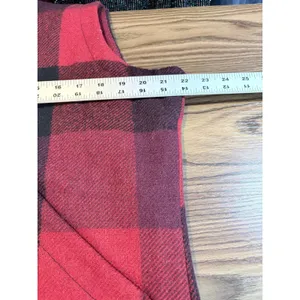 Woolrich Buffalo Plaid Wool Blend Zip Vest Red Black Women's L thumbnail 11