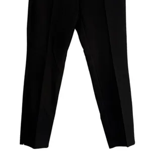 Zara Slim Straight Mid Rise Ankle Cropped Trouser Flat Front Pockets M Black thumbnail 3