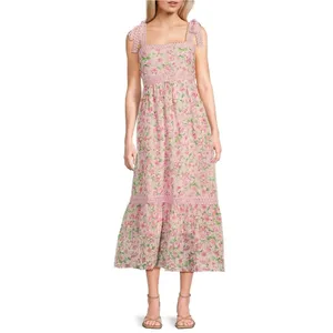 Floral tiered embroidered maxi midi dress garden roses loveshackfancy bow pastel thumbnail 14
