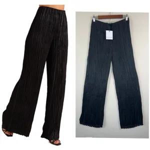 Bella Dahl Black Pleated Silky Finish Wide Leg Pants Women’s SZ M Elastic Waist thumbnail 6