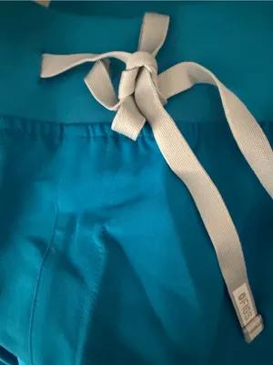 FIGS Yola Skinny Scrub Pants Blue with Silver Grey drawstring waistband Sz 6XLP thumbnail 8