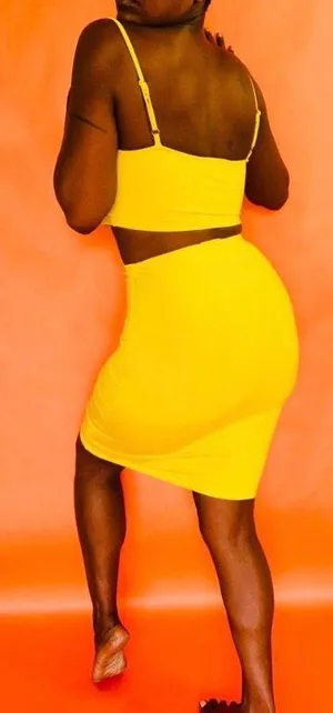 Crop Top And Skirt Set Yellow Size M thumbnail 4