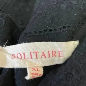 Solitaire Black Floral Embroidered Long Sleeve Button Down Shirt Top Size XL thumbnail 3