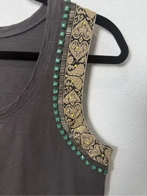 Lucy & Laurel Embellished Boho Chic Tank Top Size M thumbnail 7