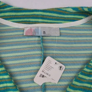 Free People NWT FP Beach Striped Terry Kaftan Maxi Dress Blue Combo Green M/L thumbnail 4