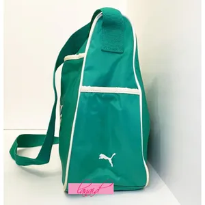 Puma VINTAGE Shoulder Bag Crossbody Green Ivory Bookbag Gym Weekend Zip Tote thumbnail 11
