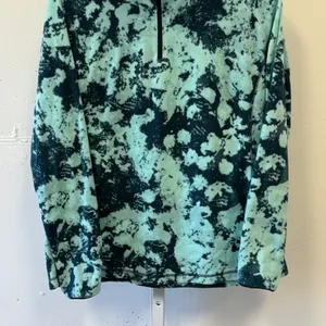Columbia Abstract Fleece Quarter Zip Pullover Mint Green Blue Tie Dye Print XL thumbnail 4