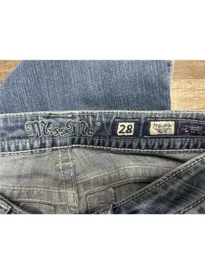 Miss Me Bootcut Blue Jean Size 28 Low Rise Sequin Bling Rose Back Pocket thumbnail 9