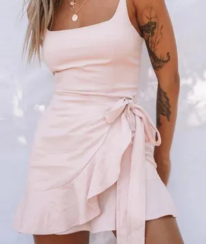 Princess Polly Womens Size 2 cottage hill pink wrap front mini dress thumbnail 1