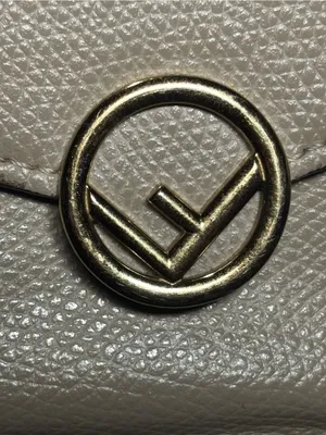 Fendi Tortora Gray Leather F Is Fendi Micro Trifold Wallet Chain Card Case Italy thumbnail 6