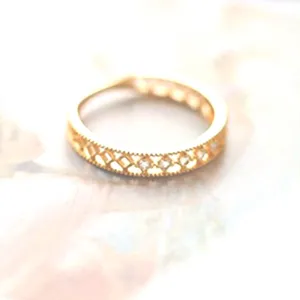 14k Gold Plated S925‎ Hollow Simulated Diamond Ring, Adjustable thumbnail 12