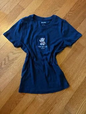 Navy Blue Hollister baby tee thumbnail 2