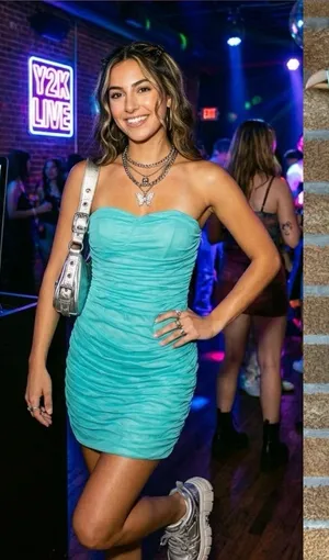 Marley Teal Chiffon Ruched Mini Dress S Strapless Turquoise Party Y2K thumbnail 1