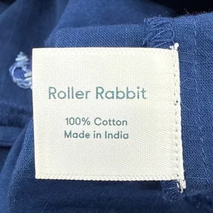 ROLLER RABBIT Blue Embroidered‎ Cotton Tunic Blouse Small S Boho V-Neck Slit Top thumbnail 9