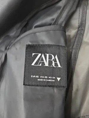 Zara Black Translucent Leather-Effect Bomber Varsity Jacket Size XS thumbnail 5