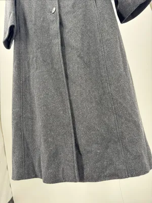 Anne Klein black dark Charcoal Gray Tailored Trench car Coat 100% wool winter thumbnail 5