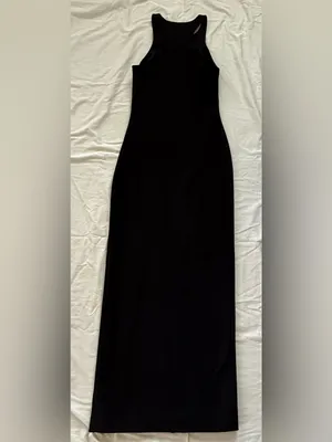 Elizabeth and James Black Maxi Column‎ Dress Lace-Up Side Slit Size 4 thumbnail 4