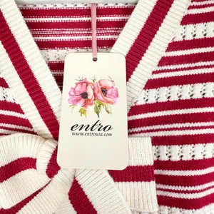 Entro Bow Sweater Top Size Small NWT Stripe Pointelle Knit Whimsical Feminine thumbnail 10