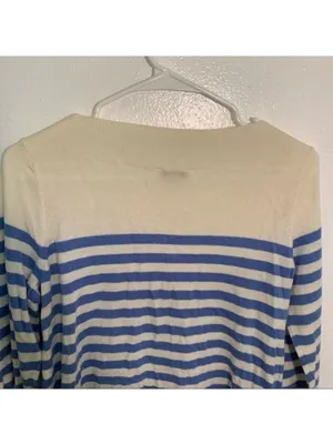 Gap Women's Size Small Boatneck Sweater Moore Blue Stripe Wool Long Sleeve thumbnail 9