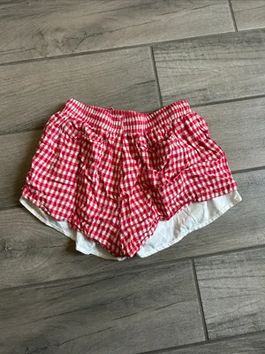 Red Gingham Women’s Shorts with White Lining thumbnail 4