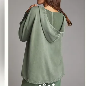 Anthropologie Daily Practice Green Hoodie Size Medium Pullover Twist-Collar thumbnail 2