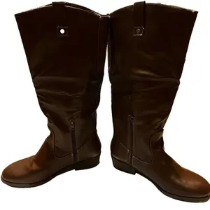 Pink and‎ Pepper Knee High Brown Faux Leather Heeled Boots Size 7 1/2 thumbnail 1