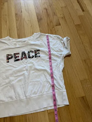 by Anthropologie White Peace Short Sleeve T-Shirt Sz S thumbnail 5