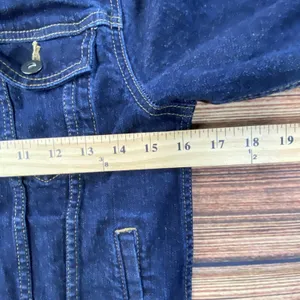 Uniqlo Jean Jacket Womens S Dark Blue Denim Long Sleeve Pockets Casual Cotton thumbnail 8