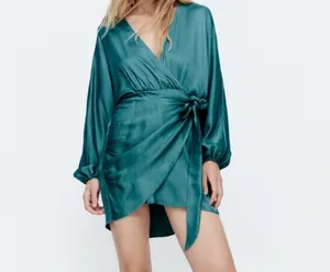ZARA SATIN EFFECT WRAP DRESS thumbnail 4