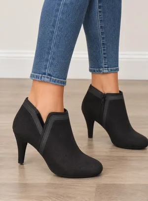 Black Women's Suede Ankle Booties with Side Zip Size 6 thumbnail 1