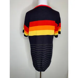Vintage Rainbow Stripe T shirt Red Orange Yellow Black 70s Sz XL thumbnail 2