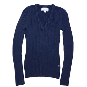 Vintage American Eagle Cable Knit Sweater Large Blue V Neck Preppy Y2K thumbnail 2