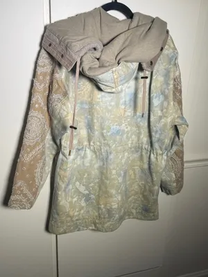 Free People Womens Layered Tie-Dye Parka Paisley Hooded Anorak Jacket Small thumbnail 13