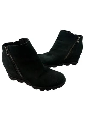 Sorel Joan of Arctic Wedge II Chelsea Boots Women’s Size 9.5 Black Suede Leather thumbnail 3