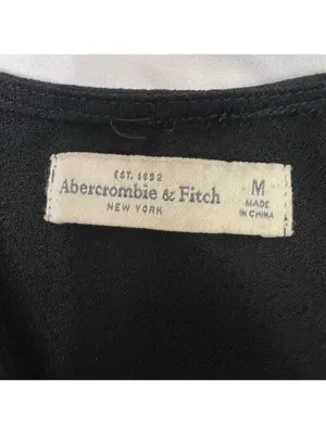 Abercrombie & Fitch Dress Sz M Womans Black V-Neck Long Sleeve Lace Babydoll thumbnail 9
