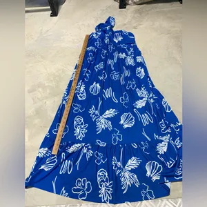 NWT Grace Karin Blue ocean Floral Halter Maxi Dress large thumbnail 7