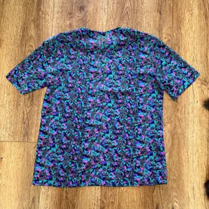 90s Prestige Business Fashions Floral Blouse Purple Pink USA Made Size 10 Office thumbnail 6