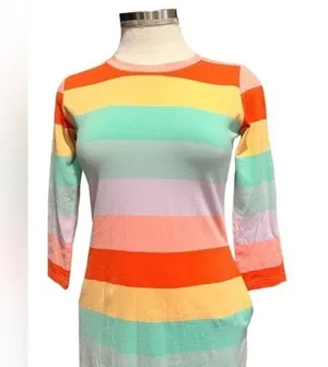 Panda‎ Grove Rainbow Striped Mid Lenght Dress Size S NWT thumbnail 4