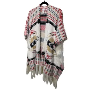 Free People Canyonland Fringe Aztec Kimono Sweater Wrap One Size Western Boho thumbnail 5