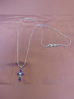 Sterling Silver 925Necklace with Purple Cross Pendant - Women Jewelry thumbnail 3