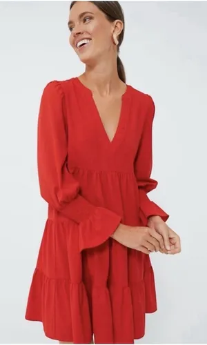 Tuckernuck POMANDER PLACE Red Crepe Kenzo Dress XS thumbnail 1