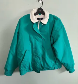 VTG Retro Woolrich Fleece Lined Jacket Womens Medium Green Full Zip L/S USA thumbnail 1