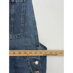 GAP Denim Slouchy Overalls Distressed Medium Wash Bib Jeans Size M Ankle Length thumbnail 9