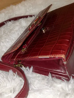 Giani Bernini Red/Burgundy Leather Embossed Handbag purse bag thumbnail 6
