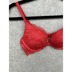 Victorias Secret 36B Sexy Red Lace/Pink Floral Lace Plunge Underwire Bra thumbnail 3