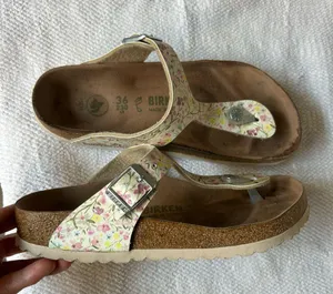 Birkenstock Cream Sandals with Contoured Footbed thumbnail 1