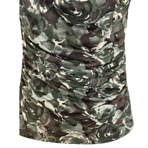 THE LIMITED Green Abstract Floral Cowl Neck Ruched Sleeveless Top EUC‎ XS thumbnail 4