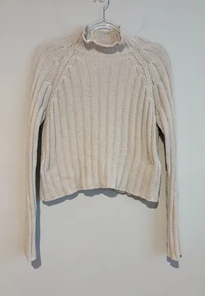 American Eagle Outfitters ribbed‎ mockneck sweater Cream small thumbnail 1