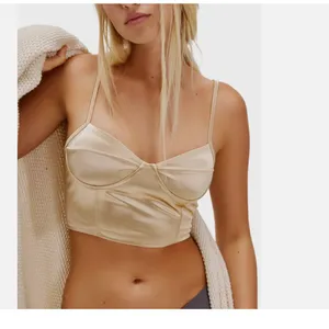 NWT Free People Casino Royal Underwire Satin Bra Top X-Large, LATTE CASINO thumbnail 3